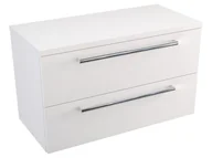 Szafki łazienkowe - Szafka Wisząca Z Blatem ATH 80 cm - Biały Mat - Uchwyty Chromowane - miniaturka - grafika 1