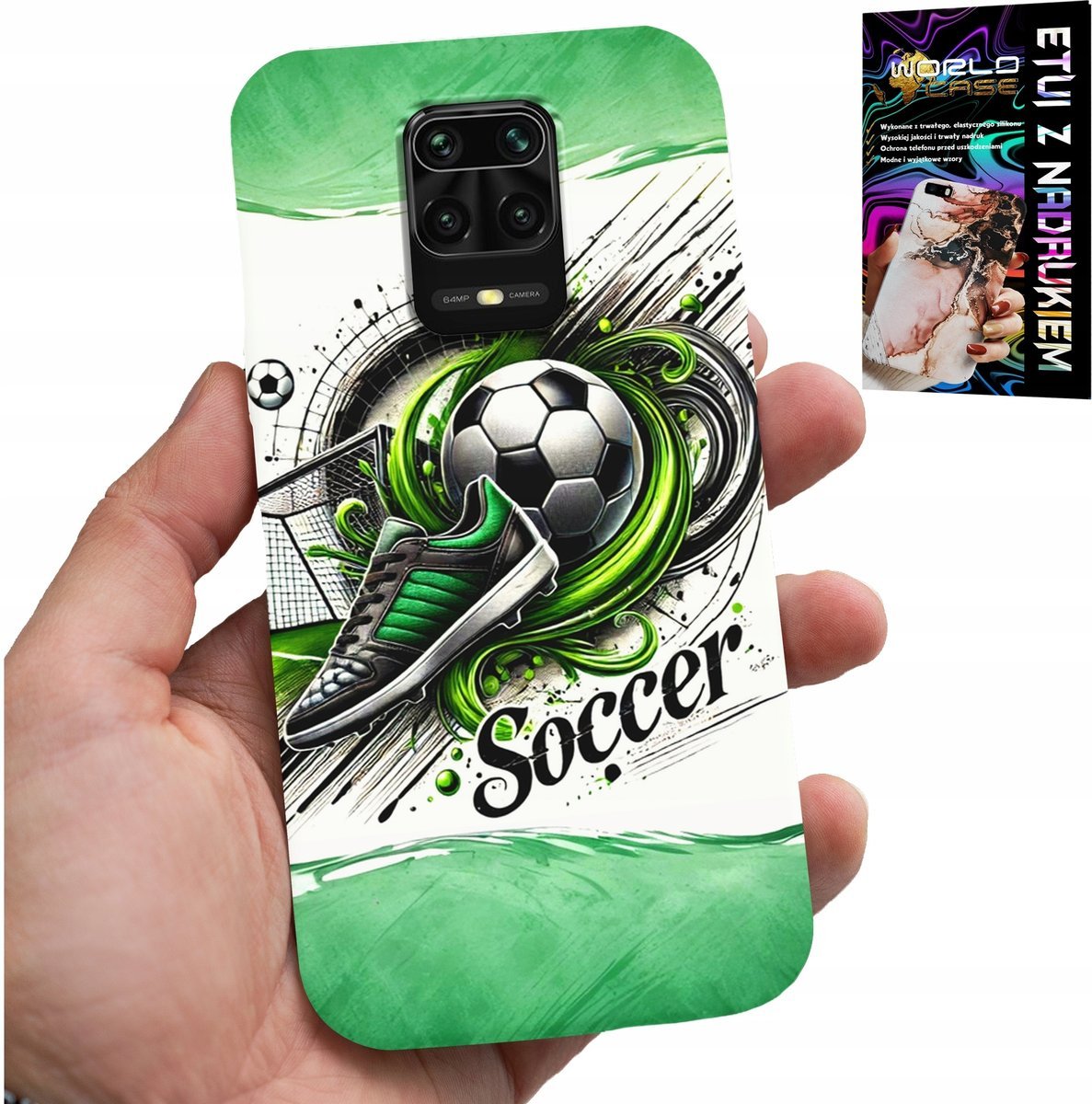 ETUI DO XIAOMI NOTE 9 PRO / 9S - PIŁKA NOŻNA, FOOTBALL PIŁKA CASE + SZKŁO