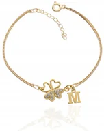 Bransoletki - Złota bransoletka koniczynka LITERKA na szczęście cyrkonie srebro 925 SR - miniaturka - grafika 1