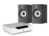 Zestawy stereo - Bluesound POWERNODE EDGE (biały) + 606 S2 Anniversary Edition (czarny) - miniaturka - grafika 1