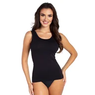 Koszulki i topy damskie - Koszulka-TANK TOP czarna r. L - z szerokimi ramiączkami, klasyczna, uniwersalna, jako bielizna, jako top wierzchni, elegancka, gładka, głęboki dekolt - miniaturka - grafika 1