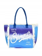 Torebki damskie - Torba plażowa boho Summer duża niebieska lato plaża wakacje - miniaturka - grafika 1