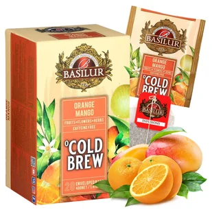 BASILUR Cold Brew - Owocowa herbata bezkofeinowa z aromatem mango i cytrusów, herbata na zimno w saszetkach 20 x 2 g 1 sztuka - Herbata - miniaturka - grafika 1