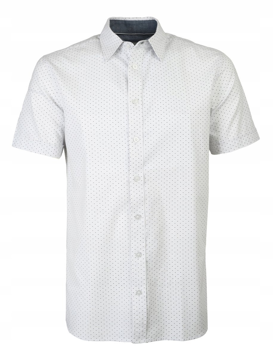 Koszula Męska Krótki Rękaw Biała Casual Slim Fit