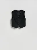 Marynarki i żakiety damskie - Reserved - Garniturowa kamizelka z wiskozą - czarny - miniaturka - grafika 1