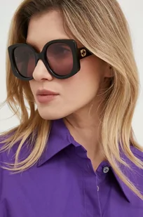 Gucci okulary przeciwsłoneczne damskie kolor brązowy - Okulary przeciwsłoneczne - miniaturka - grafika 1