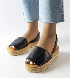 Czarne espadryle na platformie Sadbera -39 - Espadryle damskie - miniaturka - grafika 1