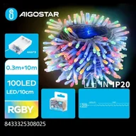 Oświetlenie świąteczne - Lampki choinkowe Aigostar Lampki choinkowe ozdobne na 3 baterie AA, RGBY, 10m Płaska taśma świetlna na 3 baterie AA, RGBY, 10m - miniaturka - grafika 1