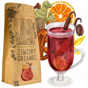 Kawa Ziarnista Smakowa Świąteczna Zimowy Grzaniec Arabica 1 Kg Green Touch - Cappuccino i kawy smakowe - miniaturka - grafika 1