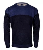 Swetry męskie - Sweter, Granatowo-Niebieski, Okrągły Dekolt, U-neck, Męski, Elegancki -QUICKSIDE - Quickside - miniaturka - grafika 1