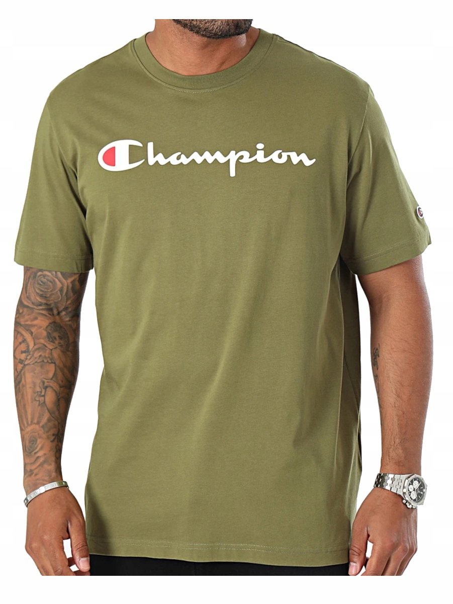 Koszulka Męska Champion 220256-Gs573 T-Shirt Bawełniany Khaki Xl