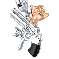 Charmsy - Charms do Pandora - CHARMS PISTOLET I RÓŻA - miniaturka - grafika 1