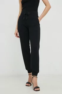 Spodnie damskie - Patrizia Pepe spodnie dresowe bawełniane damskie kolor czarny gładkie - grafika 1