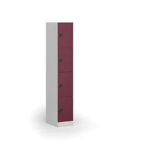 Szafka ubraniowa ze schowkami, 4 schowki, 1850 x 300 x 500 mm, zamek elektroniczny na kod, drzwi czerwone - Szafki biurowe - miniaturka - grafika 1