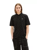 Koszulki męskie - TOM TAILOR Denimowa męska koszulka polo z nadrukiem na całej powierzchni wykonana z bawełny, 32486-czarny wielokolorowy mini nadruk, L - miniaturka - grafika 1