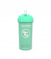 Bidony dla dzieci - Twistshake Butelka ze słomką 360 ml 12 + m Pastelowy zielony - miniaturka - grafika 1