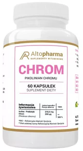 Altopharma, Chrom Pikolinian, Chromu 200µg + Prebiotyk, 60 Kaps. - Witaminy i minerały - miniaturka - grafika 1