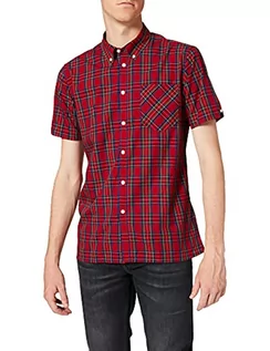 Koszule męskie - merc Mack męska koszula z krótkim rękawem, czerwony (Stewart Red), XL - grafika 1