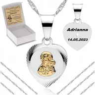 Biżuteria dla dzieci - SREBRNY ŁAŃCUSZEK MEDALIK 925 PREZENT NASZYJNIK NA KOMUNIĘ CHRZEST + GRAWER - miniaturka - grafika 1