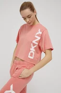 Koszulki i topy damskie - DKNY t-shirt bawełniany kolor różowy - - miniaturka - grafika 1