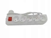 Przedłużacze i rozgałęźniki - Elgotech Przedłużacz 5 gniazdowy bez uziemienia z wyłącznikiem 2x1 4m Biały PSN-54W - miniaturka - grafika 1