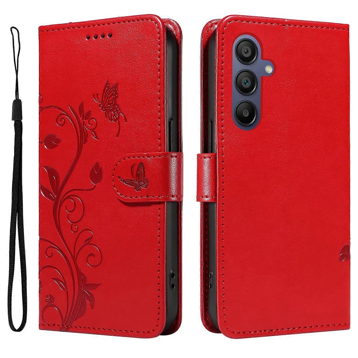 Dla Samsung Galaxy A17 5G A26 5G A16 5G A16 4G PU Skórzane etui Kwiatowy wzór Portfel Stojak Phone Co Czerwony Red