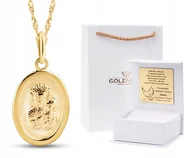 Biżuteria dla dzieci - ZŁOTY KOMPLET MEDALIK ŁAŃCUSZEK NA CHRZEST ŚWIĘTY KOMUNIĘ ŚWIĘTĄ 8KT 333 - miniaturka - grafika 1