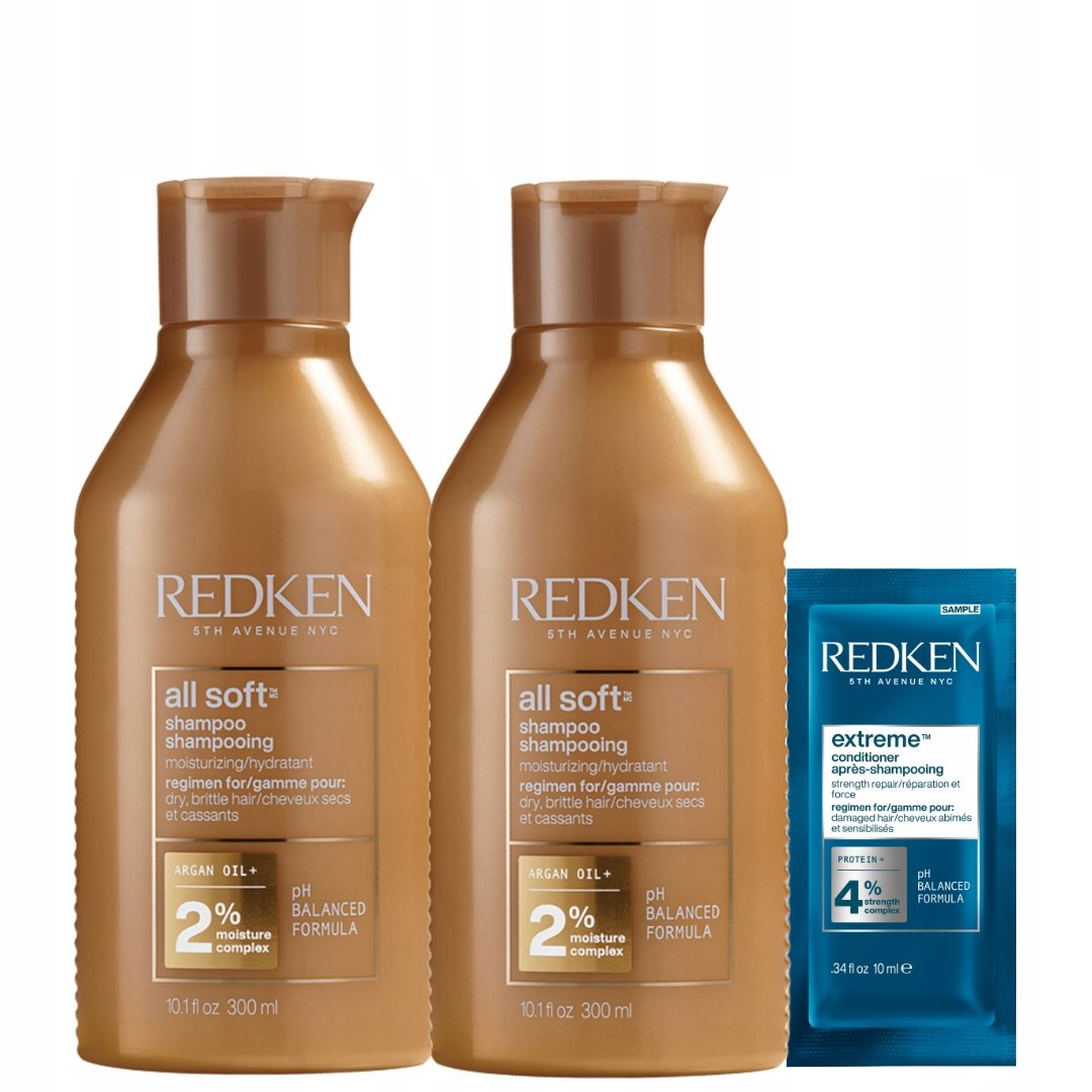 Redken All Soft Nawilżający Szampon do Włosów Suchych 300ml x 2szt