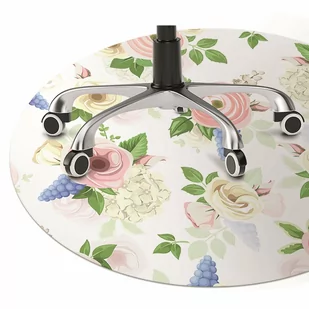 Podkładka pod krzesło obrotowe Rysowane kwiaty fi100 cm - Podnóżki, podpórki, podkładki - miniaturka - grafika 1