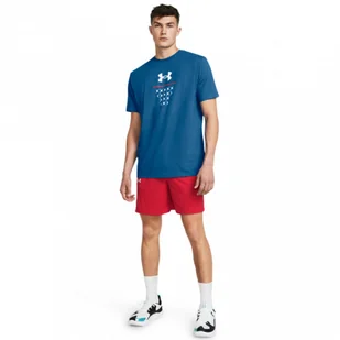 Męskie spodenki do koszykówki Under Armour UA Baseline Short - czerwone - UNDER ARMOUR - Spodnie sportowe męskie - miniaturka - grafika 1
