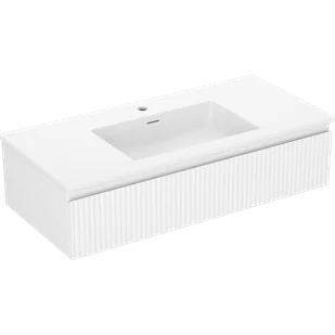 Mexen Rivel szafka łazienkowa 100 cm z umywalką Otis, 1 szuflada, ryflowana , biała mat - 91A20-10023-1-BF01-W18M01 - Szafki łazienkowe - miniaturka - grafika 1