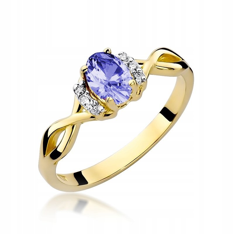 Pierścionek złoty 585 14K z brylantami TANZANIT 0,40CT