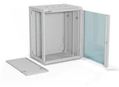 Szafy rack - Szafa wisząca 19" 15U 600x450, drzwi szklane jednoskrzydłowe, tył osłona pełna demontowalna, osłony boczne pełne demontowalne zamykane na klucz, 4 belki, kolor szary, do samodzielnego montażu - Flat Pack, ALANTEC - miniaturka - grafika 1