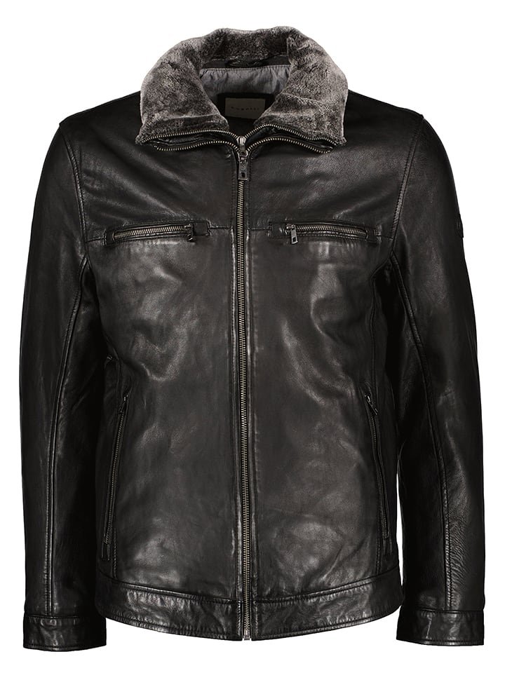 Bugatti Skórzana kurtka w kolorze czarnym