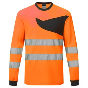 PORTWEST PW221 T-SHIRT OSTRZEGAWCZY Z DŁUGIMI RĘKAWAMI PW2; POMARAŃCZOWY/CZARNY - Odzież robocza - miniaturka - grafika 1