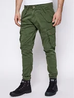 Spodnie męskie - Alpha Industries Spodnie materiałowe Combat 126215 Zielony Slim Fit - miniaturka - grafika 1