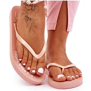 Wygodne Klapki Japonki Big Star LL274802 Nude różowe - Klapki i japonki damskie - miniaturka - grafika 1