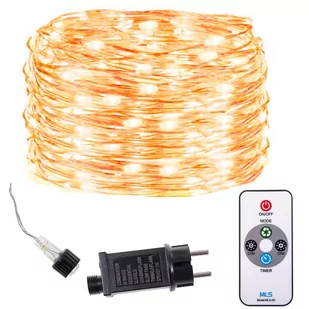 Lampki choinkowe z pilotem 300 led druciki na prąd biały ciepły CL0312 - Oświetlenie świąteczne - miniaturka - grafika 1