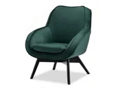 Fotele - Elegancki Fotel Na Nodze Z Drewna Mers Butelkowa Zieleń Welur - miniaturka - grafika 1