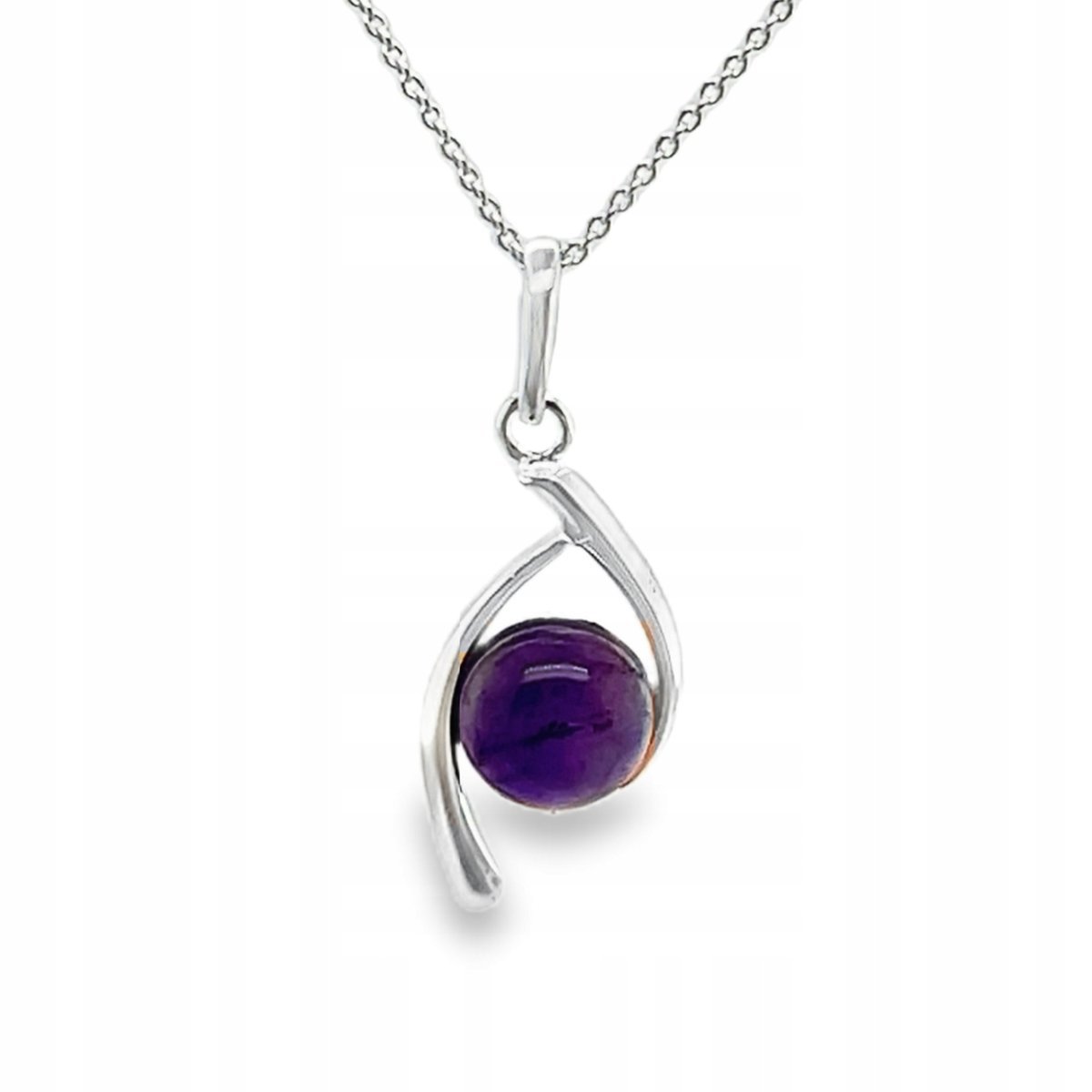 Zawieszka srebrna z naturalnym ametystem fioletowy kamień srebro 925
