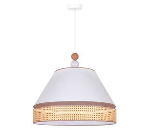 Duolla - Żyrandol na lince AVIGNON 1xE27/15W/230V śr. 60 cm biały/rattan - Lampy sufitowe - miniaturka - grafika 1
