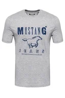 Koszulki męskie - Mustang, T-shirt męski, Basic Print Tee Mid Grey Melange 1008372 4140, rozmiar XL - miniaturka - grafika 1
