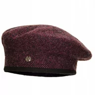 Czapki damskie - Beret damski CARMELITA Czarny/ciemny róż pepitka - miniaturka - grafika 1
