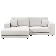 Narożniki - BELIANI Narożnik prawostronny 3-osobowy biały tapicerowany sofa narożna dodatkowe poduszki minimalistyczny styl - miniaturka - grafika 1