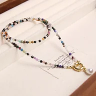 Naszyjniki - TEMU Naturalny Kamień Damska Minimalistyczna Elegancka Naszyjnik z Aksamitnym Koralikiem Cytrynowy Żółte Koraliki ze Złotym Zapięciem Styl Boho - miniaturka - grafika 1