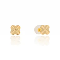 Kolczyki - Srebrne pozłacane kolczyki koniczynki sztyfty pr. 925 - miniaturka - grafika 1