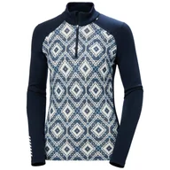 Koszulki sportowe damskie - Helly Hansen Lifa Merino Midweight Graphic 1/2 Zip, damski, granatowy - miniaturka - grafika 1