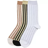 Skarpetki męskie - Urban Classics Unisex Metallic Effect Stripe 3-pak skarpetek, czarne/białe piaskowe/białe, 35-38, czarny/biały, 35-38 EU - miniaturka - grafika 1