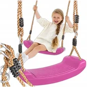Place zabaw - HUŚTAWKA DLA DZIECI OGRODOWA DESKA SIEDZISKO MOCNA RÓŻOWA REGULOWANA - miniaturka - grafika 1
