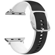 Akcesoria do smartwatchy - Pasek BELINE Silico Leather do Apple Watch 4/5/6/7/8/9/SE/SE 2/Ultra/Ultra 2 (42/44/45/49mm) Czarno-biały - miniaturka - grafika 1